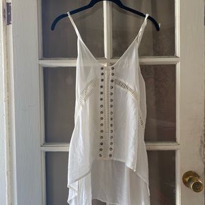 Millau Sheer White Flowy Studded Tank
